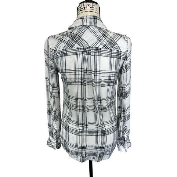 Rails Classic Hunter Black and White Plaid Button Down Soft Shirt, XS - Picture 4 of 11